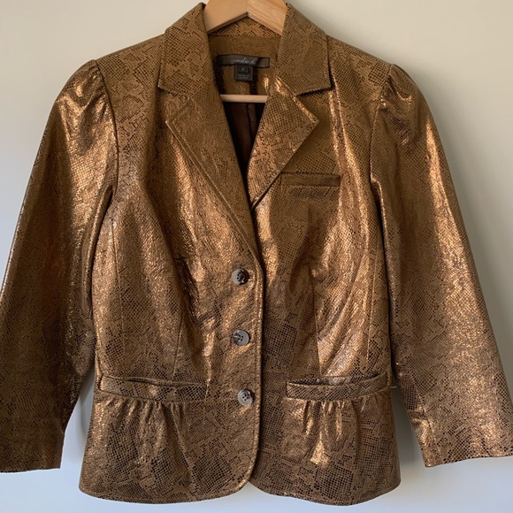 Emilie D. Leather Snake Skin Print Metallic Copper - Picture 4 of 8